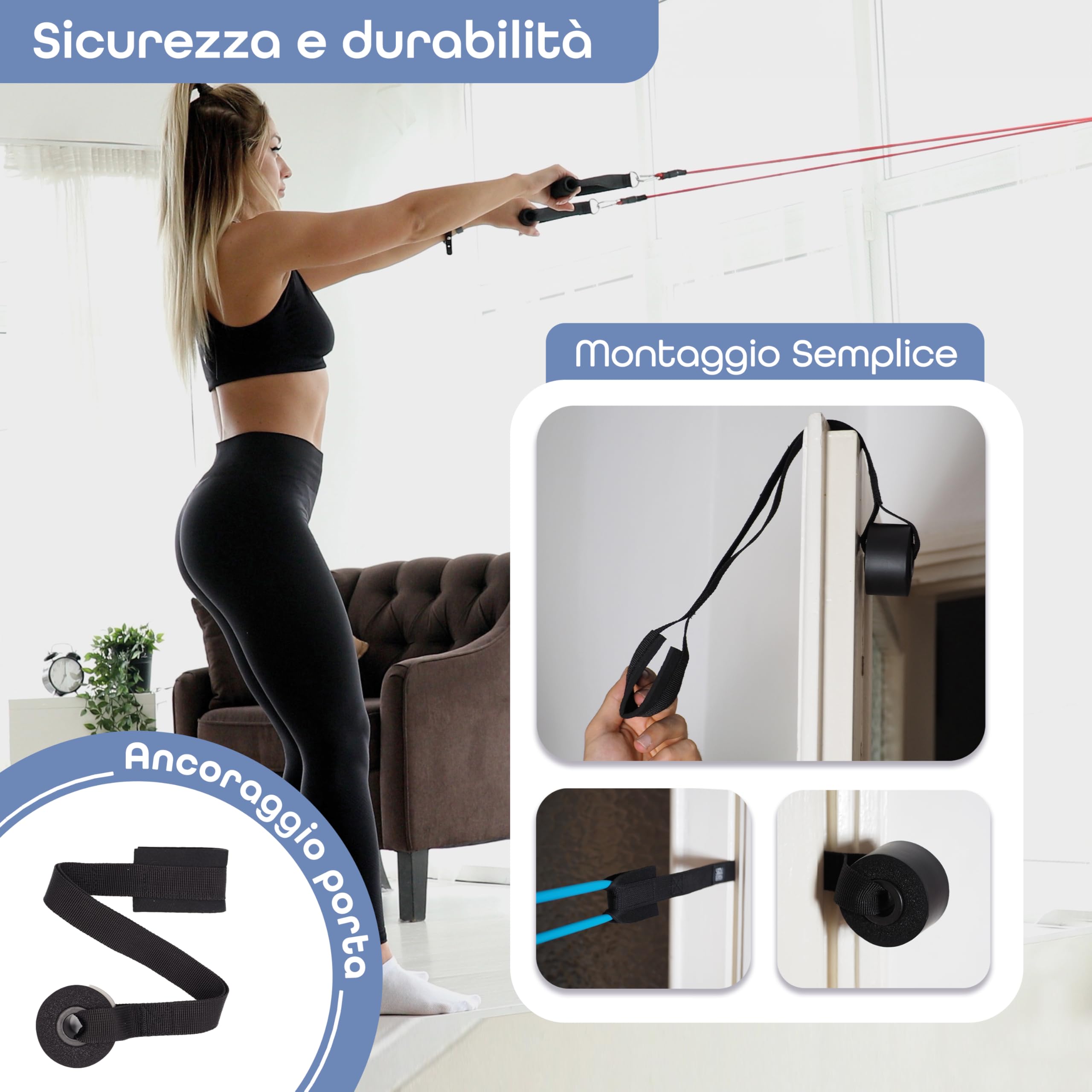SETGOWELL - Set Elastici Fitness Di Resistenza Con 5 Diverse Bande Elastiche, Elastici Fitness Uomo e Donna In Lattice Naturale, Home Gym Elastici Palestra Premium, Inclusa Corda Per Saltare