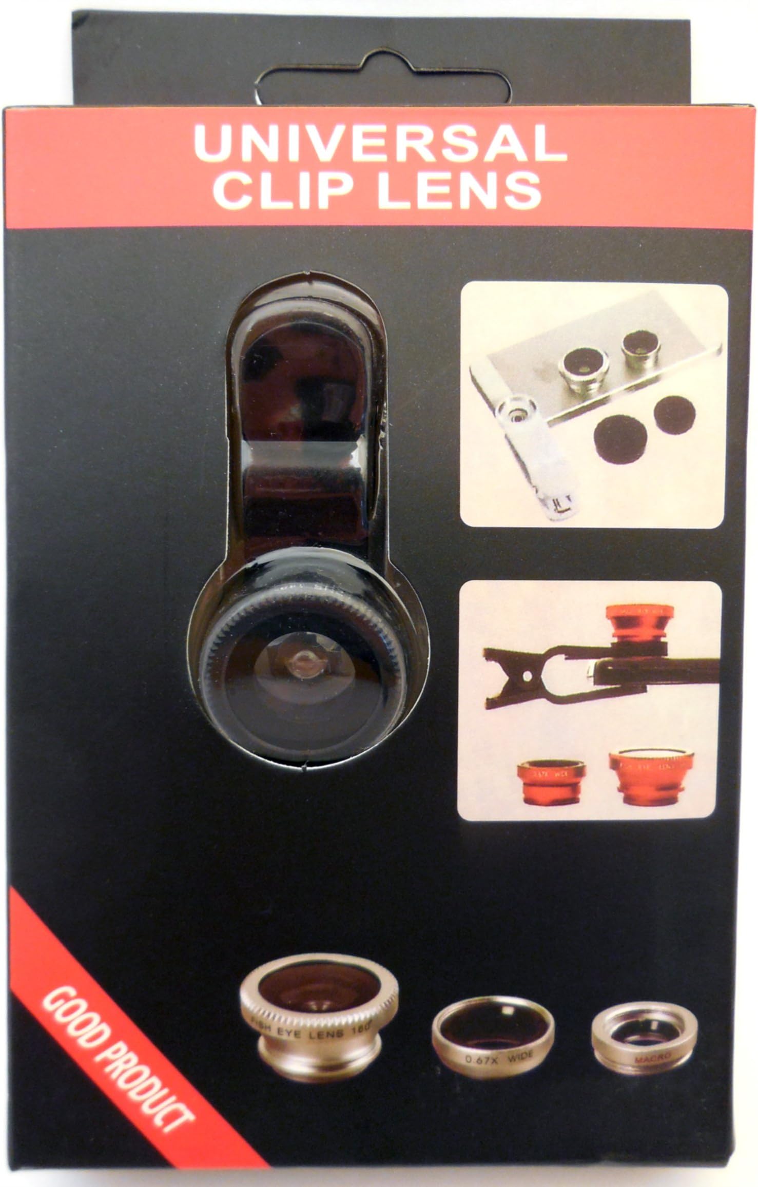 Clip Lens for iPhone 6, 5, 5s, 5c, 4, Samsug. 3 Lens, Macro, Wide, and Fish Eye.