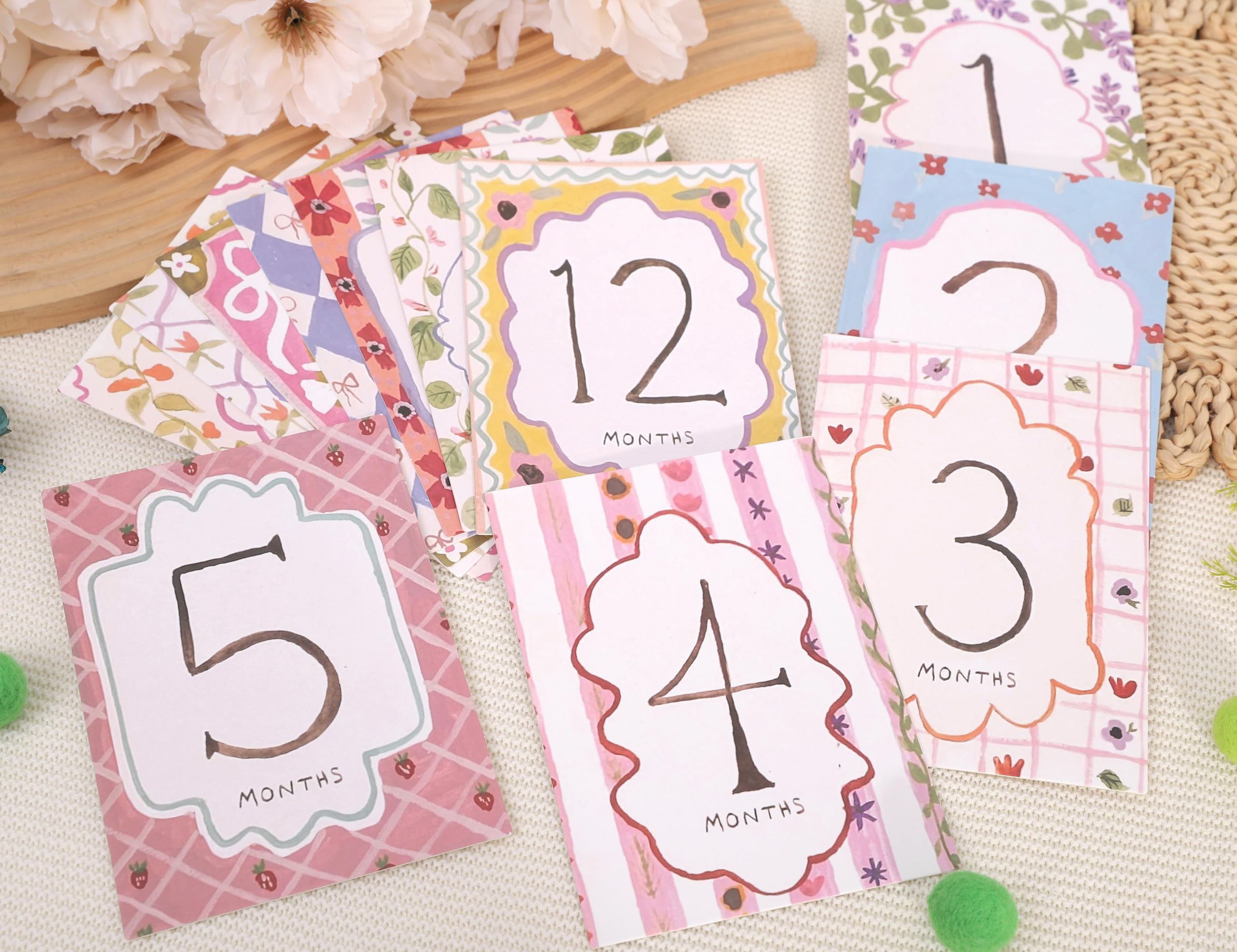 Tarjetas mensuales de hitos para bebé niño/niña, tarjetas de primer día festivo, tarjetas de hitos fotográficos del primer año, accesorios para fotos de recién nacidos (tarjetas-2)