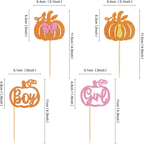 Miniatura 39 de Ercadio Paquete de 24 adornos de calabaza para cupcakes con purpurina de cosecha de otoño, calabaza, cupcakes, decoraciones para calabaza, tema de B