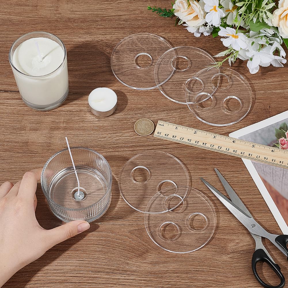 BENECREAT 6pc 3-Style Acrylic Candle Wick Holder - Image 3