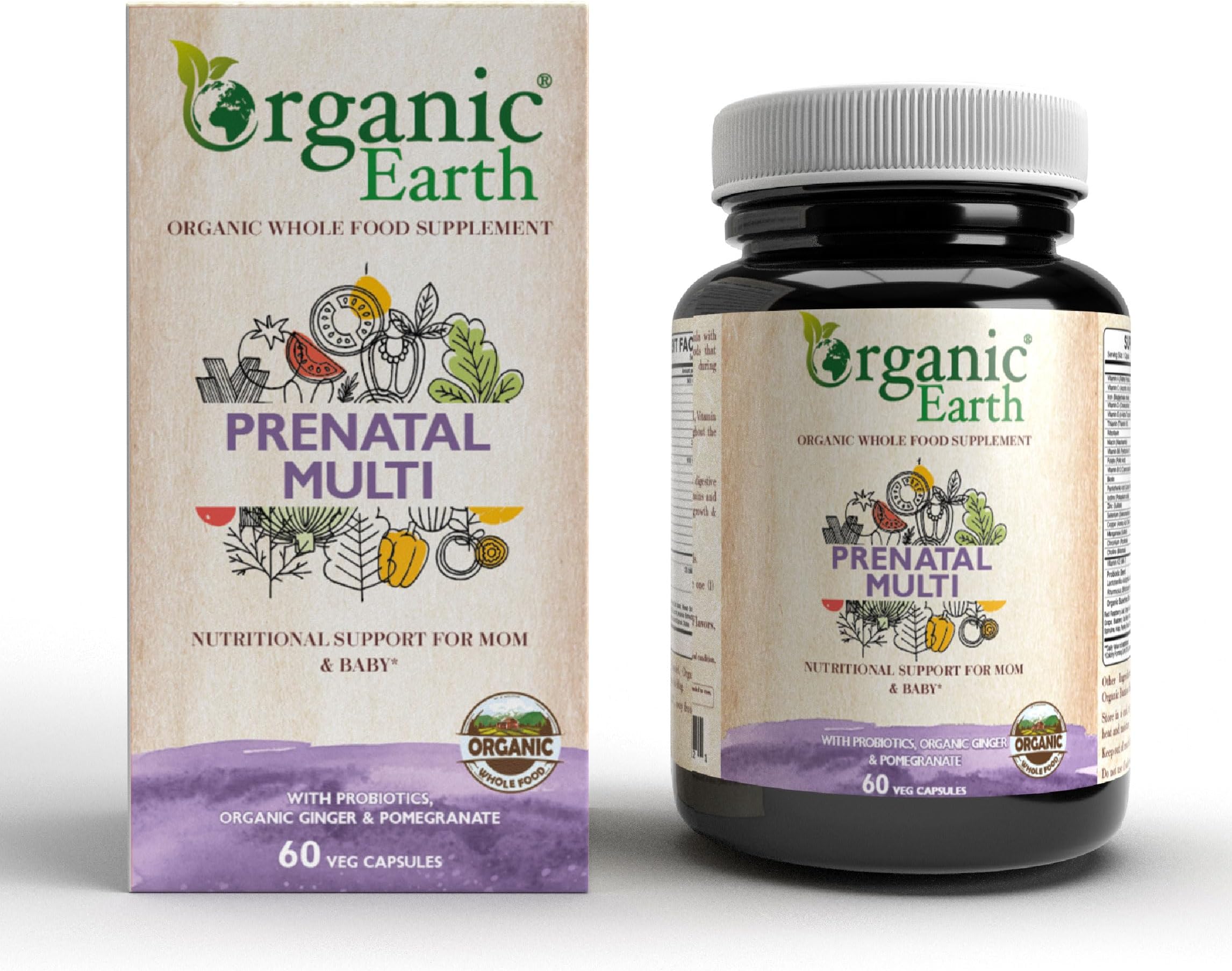 Plant Based Prenatal Multi I Supports Optimal Nutrition of Mother and Baby I Alleviates Nausea and morning Sickness I Vegan, Gluten Free, Clean Nutrition I 60 Capsules