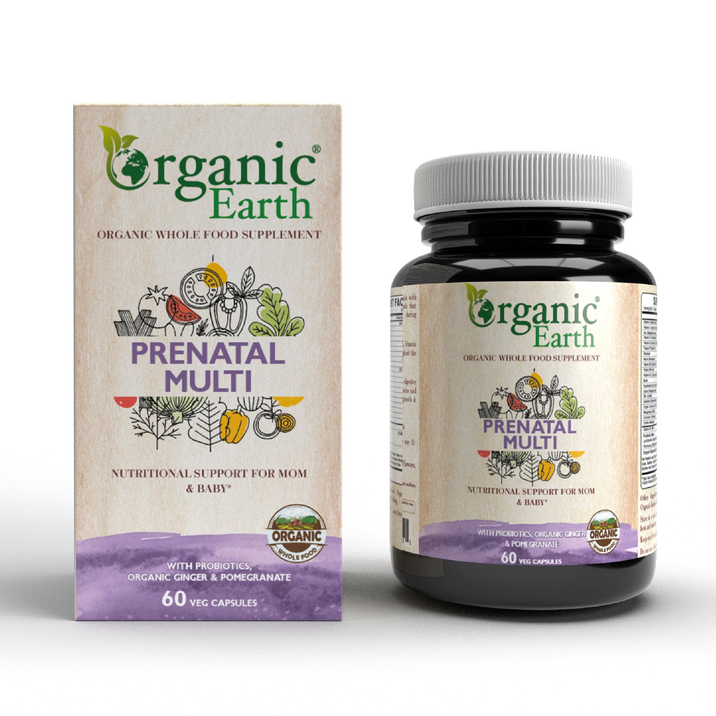 Plant Based Prenatal Multi I Supports Optimal Nutrition of Mother and Baby I Alleviates Nausea and morning Sickness I Vegan, Gluten Free, Clean Nutrition I 60 Capsules