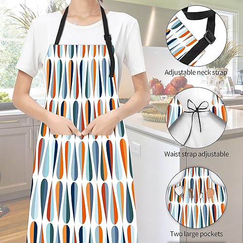 Miniatura 2 de JASAKOO Delantal de flores, delantal con cuello ajustable, impermeable, para mujeres y hombres, adecuado para cocina, regalos de cocina