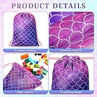 Vista 3 de Honoson 24 bolsas con cordón para fiesta de sirena, bolsas temáticas bajo el mar, bolsas de regalo de dulces a granel, suministros de decoración