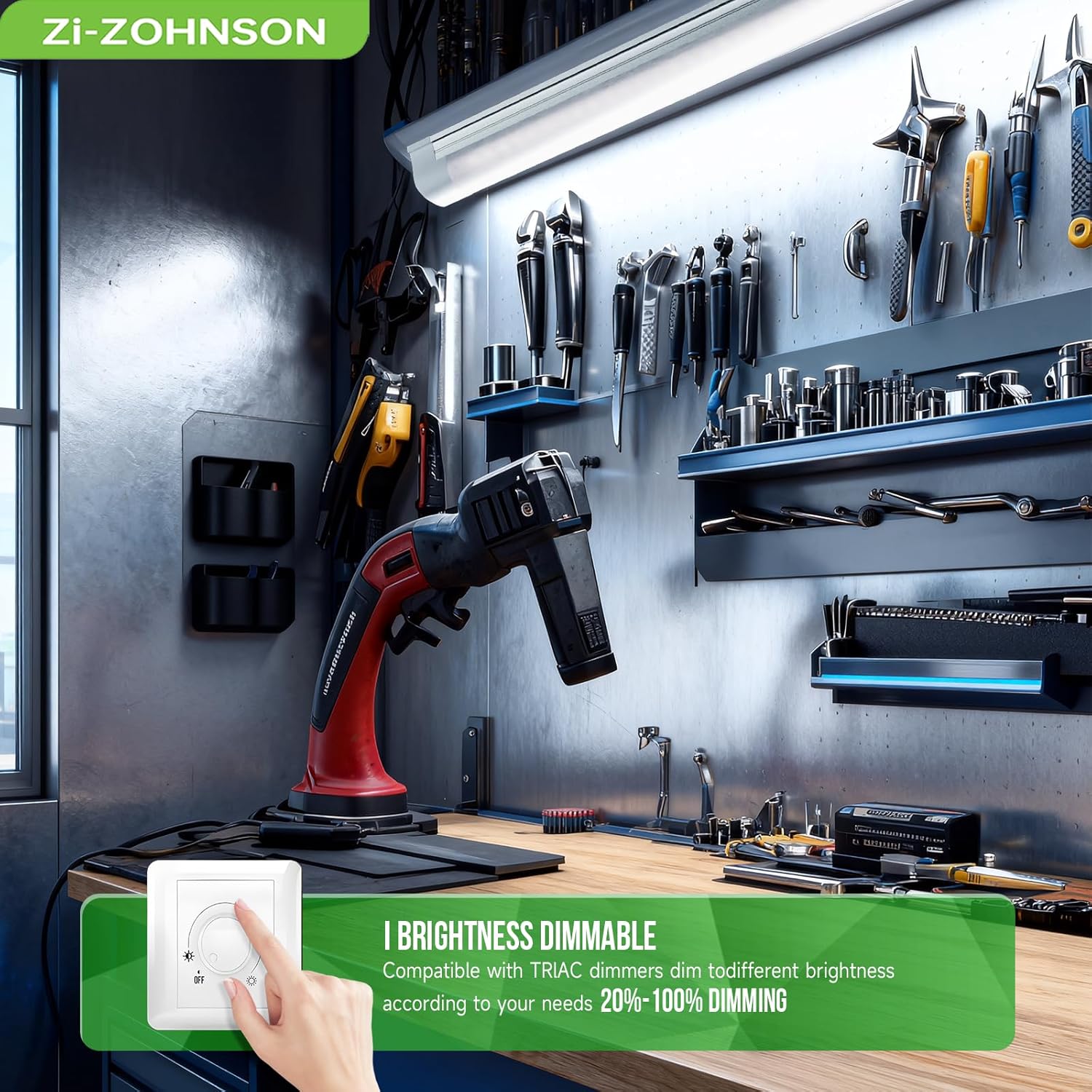 6 Pack Dimmable 4FT Led Shop Lights,30W T8 Integrated LED Light,3000-6500K Tunable with Switches 6CCT 6Watts,4500LM Frosted Cover,Linkable, Plug-in Shop Lights for Workshop,Garage,Basement