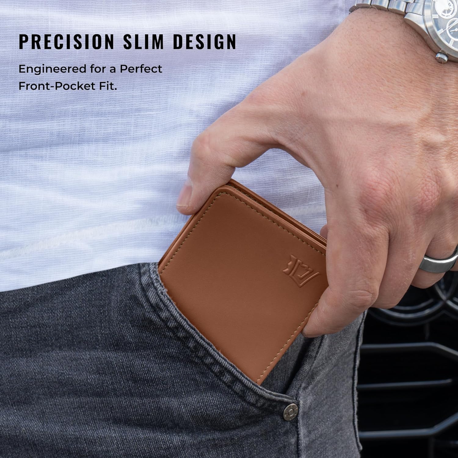 Kings Loot Wallet for Men | Minimalist Slim RFID Blocking Leather Design with Cash Pocket & Card Pull Strap | Holds 1-15 Cards | Stylish & Durable Wallets (Bourbon) - Image 3