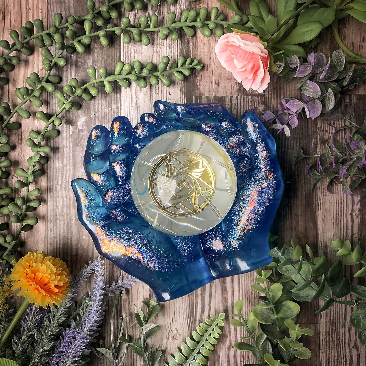 FUNSHOWCASE Large Cupped Hands and Sphere Ball Epoxy Resin Molds Silicone, Make Ashtray Planter Candle Trinket Tray Dish Bowl Lamp
