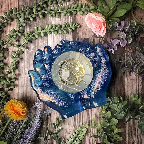 Miniatura 3 de FUNSHOWCASE Manos grandes ahuecadas y bolas de esfera de resina epoxi moldes de silicona, hacer cenicero, plantador, vela, bandeja de baratija,