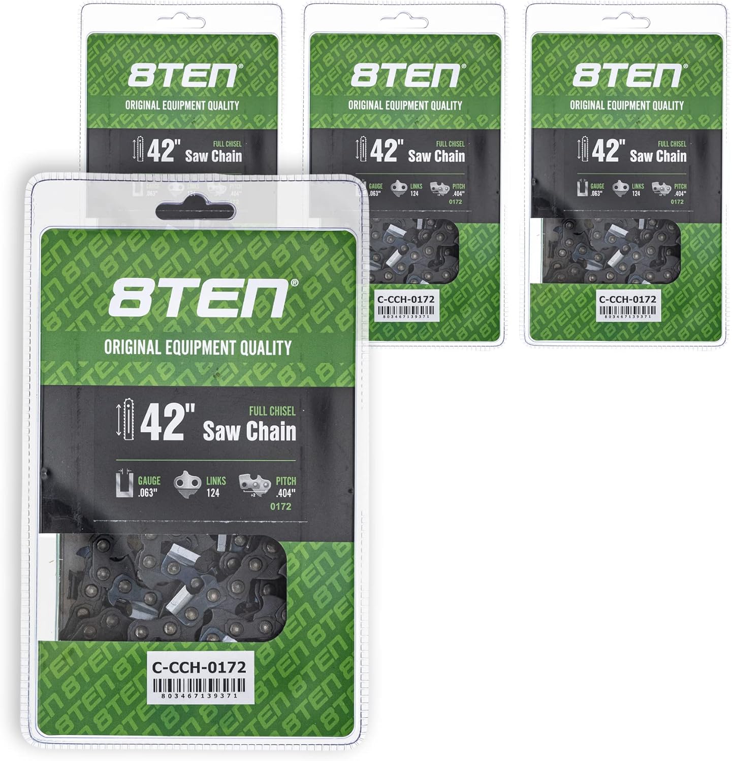 8TEN Chisel Chainsaw Chain 42 Inch .063 .404 124DL for Husqvarna 3120XP 501843124 (2 Pack)