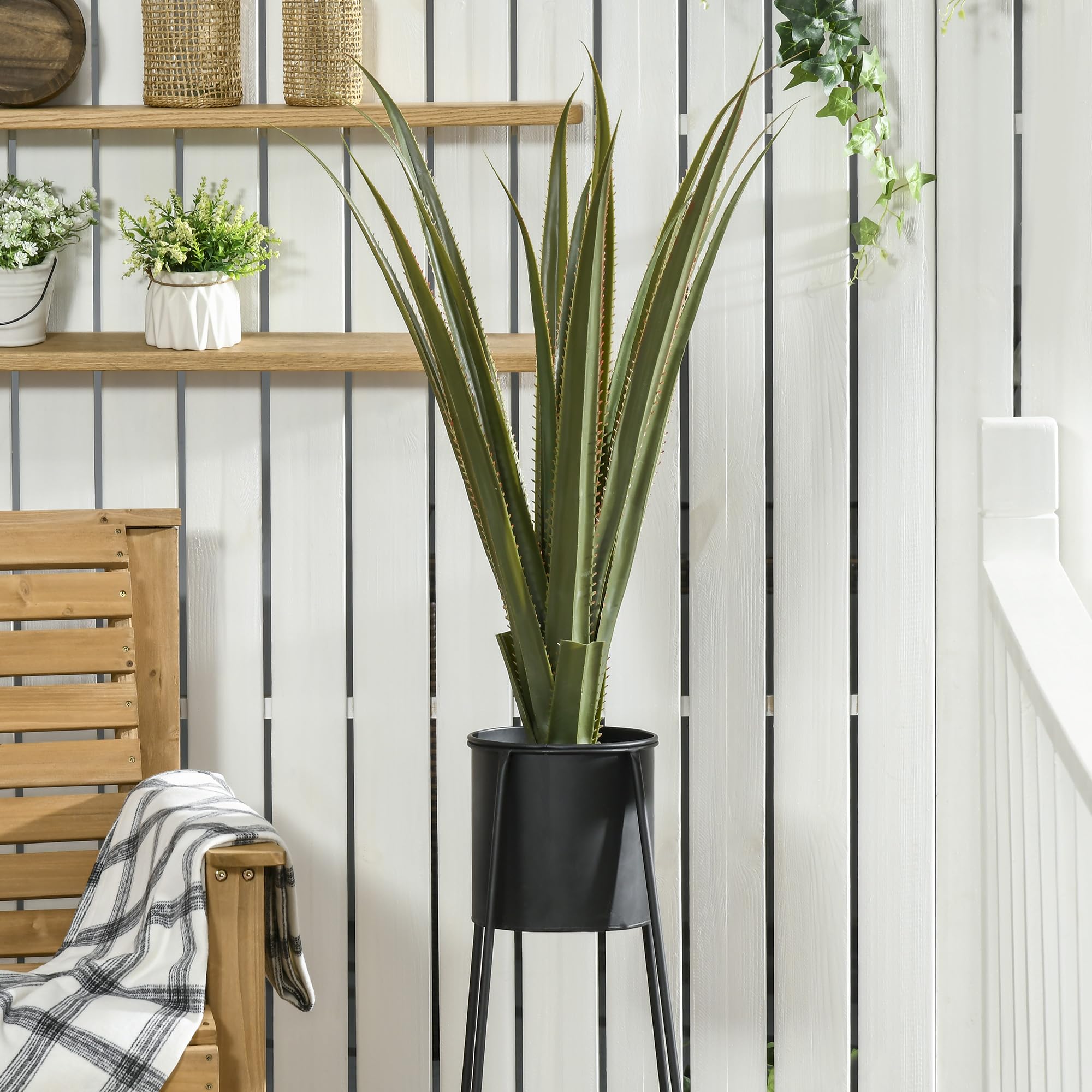 HOMCOM Dekor. sztuczne rośliny Agawa sukulent w doniczce do domu 90cm