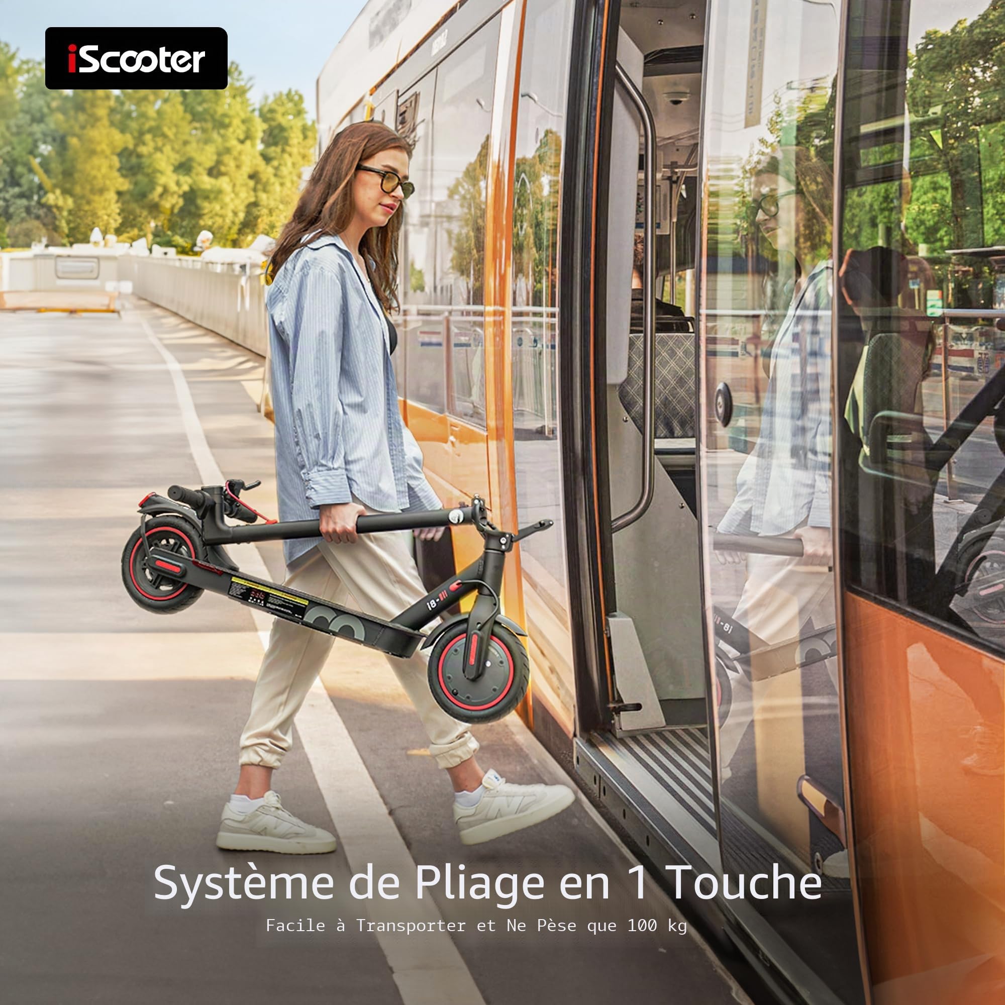 iScooter i8 Trottinette électrique Pliable pour Adolescents et Adultes, Moteur de 350 W, autonomie 20-30 km, Max 25 km/h, Batterie 187,2 Wh, Charge 100 kg, Double freinage, déplacements Quotidiens