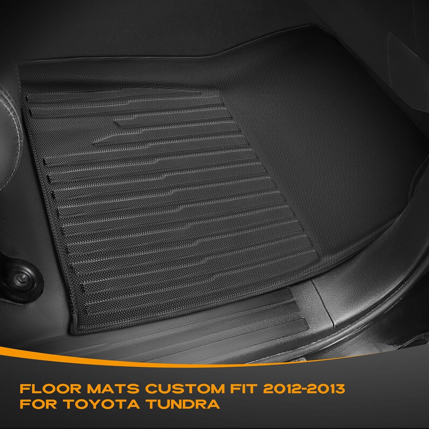 Floor Mats for Toyota Tundra: 2012 2013 CrewMax Cab & Double Cab,for Toyota Tundra Accessories, All Weather Car Accessories Front & 2nd Row Automotive Floor Mats for Trucks, Car Liner 3PCS Black - Image 6