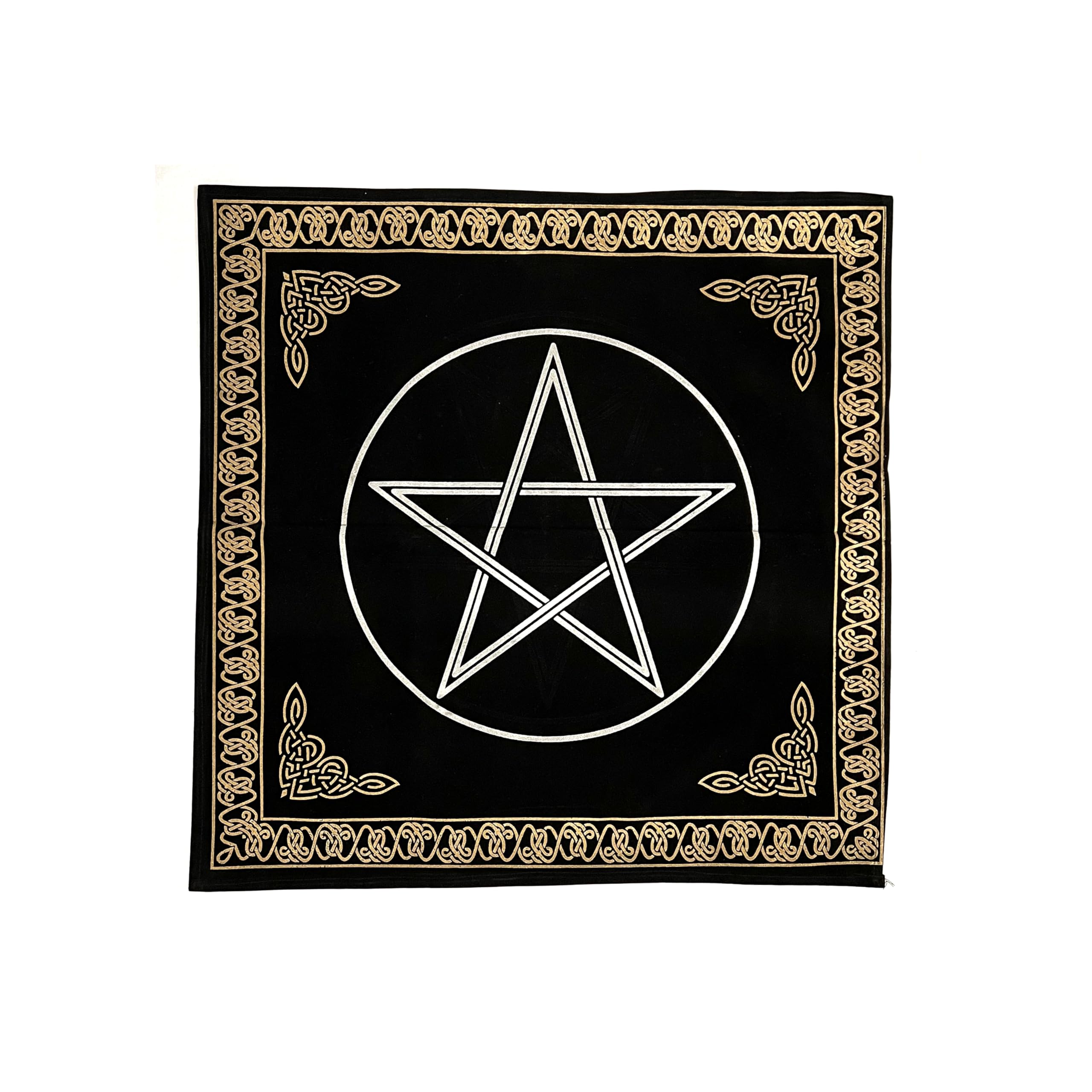 Shreyshti Altar/Tarot Cloth Velvet Pentacle, Black 24 inch x 24 inch for Tarot Reading, Wicca, Pagan, Magic, Wall Decor, Table Cloth-image-20