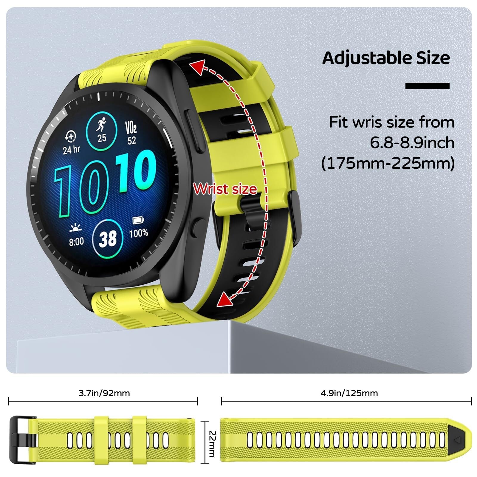 Cinturino per orologio da 22 mm per Garmin Forerunner 965/Forerunner 955/Forerunner 945/Forerunner 935, cinturini di ricambio in morbido silicone da 22 mm