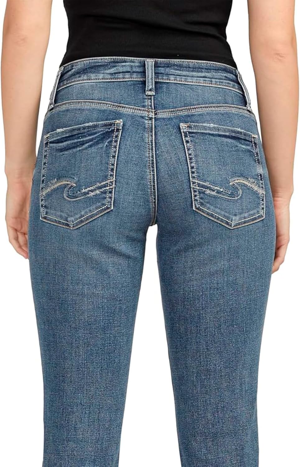 Silver Jeans Co. Women's Boyfriend Mid Rise Slim Leg Jeans, Med Wash ECF378, 33W x 29L - Image 5