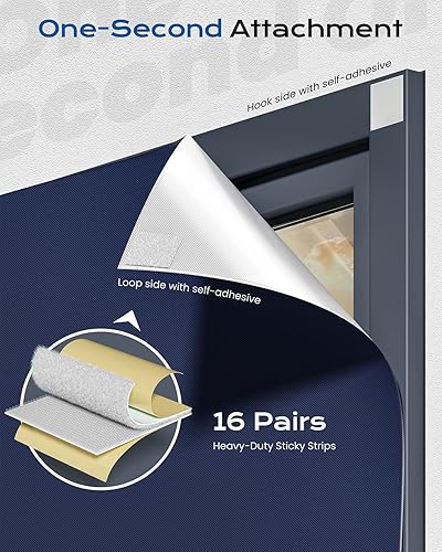 Miniatura 2 de Cortinas opacas para dormitorio (65 x 57 pulgadas), persianas opacas autoadhesivas fuertes, persianas opacas fáciles de pegar para guardería, uso de