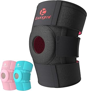 Kuangmi Knee Brace with Side Stabilizers & Patella Gel Pad,Adjustable Compression Knee Support with Arthritis Relief,Injury Recovery,Running,Weightlifting,Climbing,Basketball(Black,2-Springs,S/M