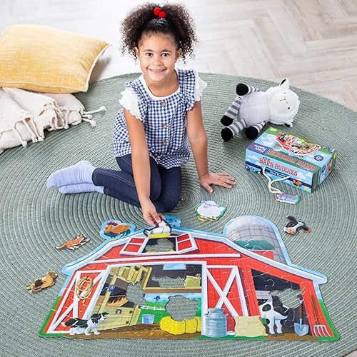 Miniatura 8 de Peaceable Kingdom Rompecabezas de piso de coche brillante para niños, piezas de rompecabezas en forma de auto de carrera, rompecabezas de piso de