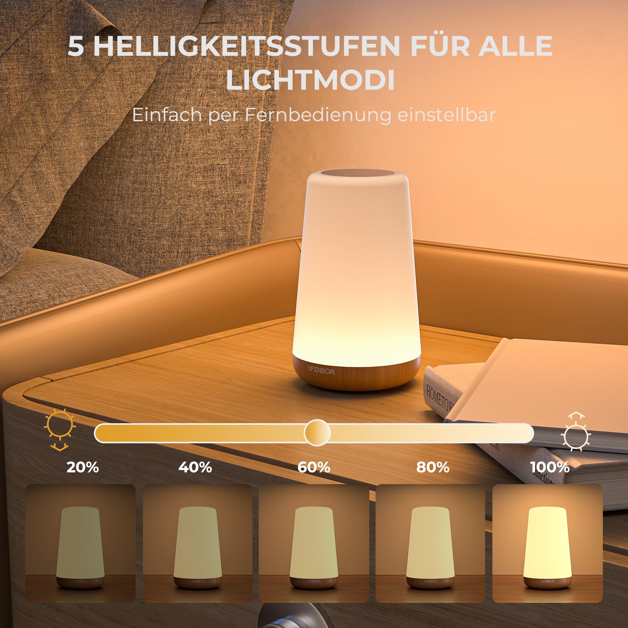 Lampka nocna LED z pilotem, z funkcją ściemniania, 13 kolorami RGB | Regulowane Światło, 13 Kolorów RGB i 5 Poziomów Jasności, Timer, Haczyk, Ładowanie USB, Przenośna Lampka do Sypialni i Salonu