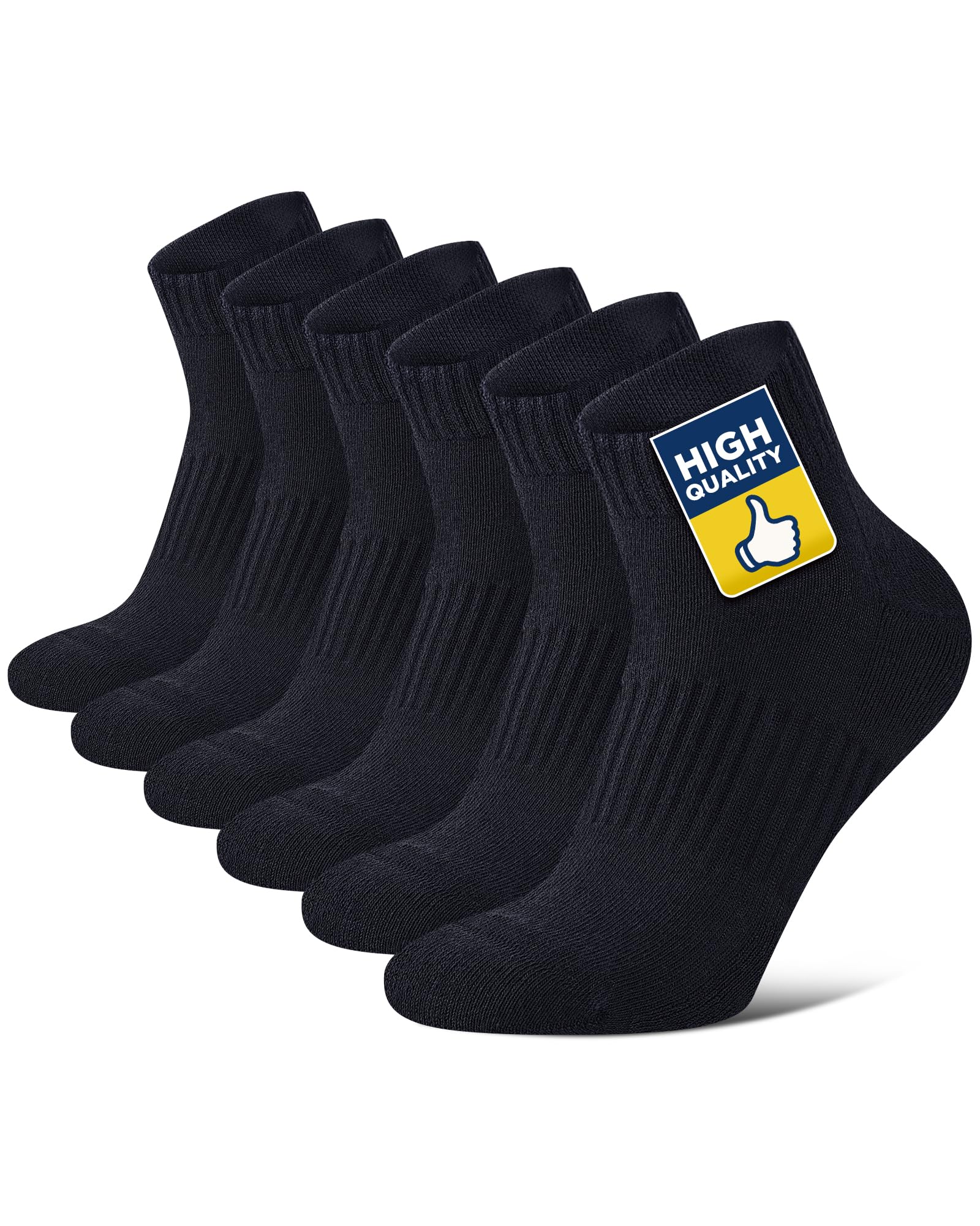 Niofind Sport Ankle Socks for Men Women, 3/6 Pairs Quarter Socks with Thick Cushioned, Anti-Blister Performance Running Socks, Breathable Cotton Athletic Socks for Trainer Walking Hiking Tennis — view 14