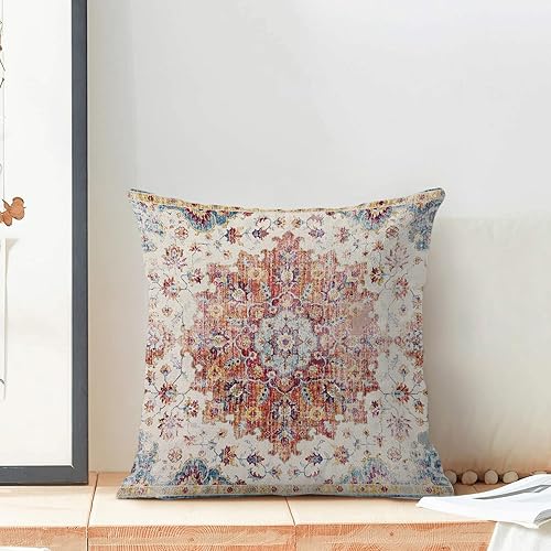 Miniatura 3 de Fundas de almohada bohemias de 18 x 18 pulgadas, diseño étnico naranja quemado, amarillo, para exteriores, para sofá, decoración de alfombra de