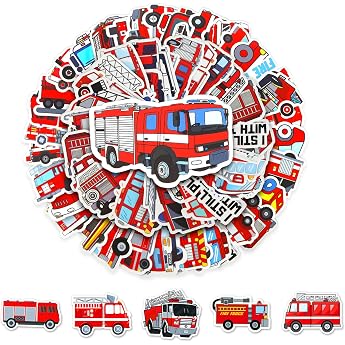 Fire Brigade Stickers Fire Engine Stickers 100 Pieces Fire Truck Decoration for Car Laptop Computer Skateboard Water Bottles Suitcase Bicycle Motorcycle Wall Sticker Suitable Fire Brigade Sticker