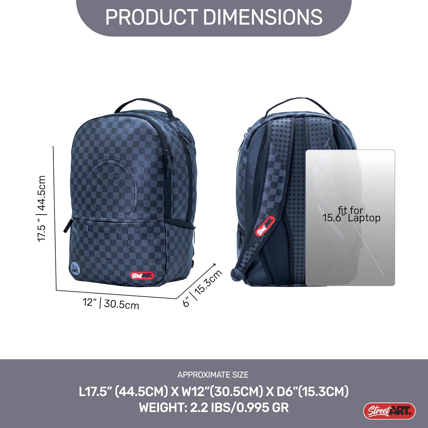 streetart Graffiti Backpack Designer Travel Daypack 15.6" Laptop Lightweight Multi Compartment Storage Adult backpack (HighTech) - Image 2