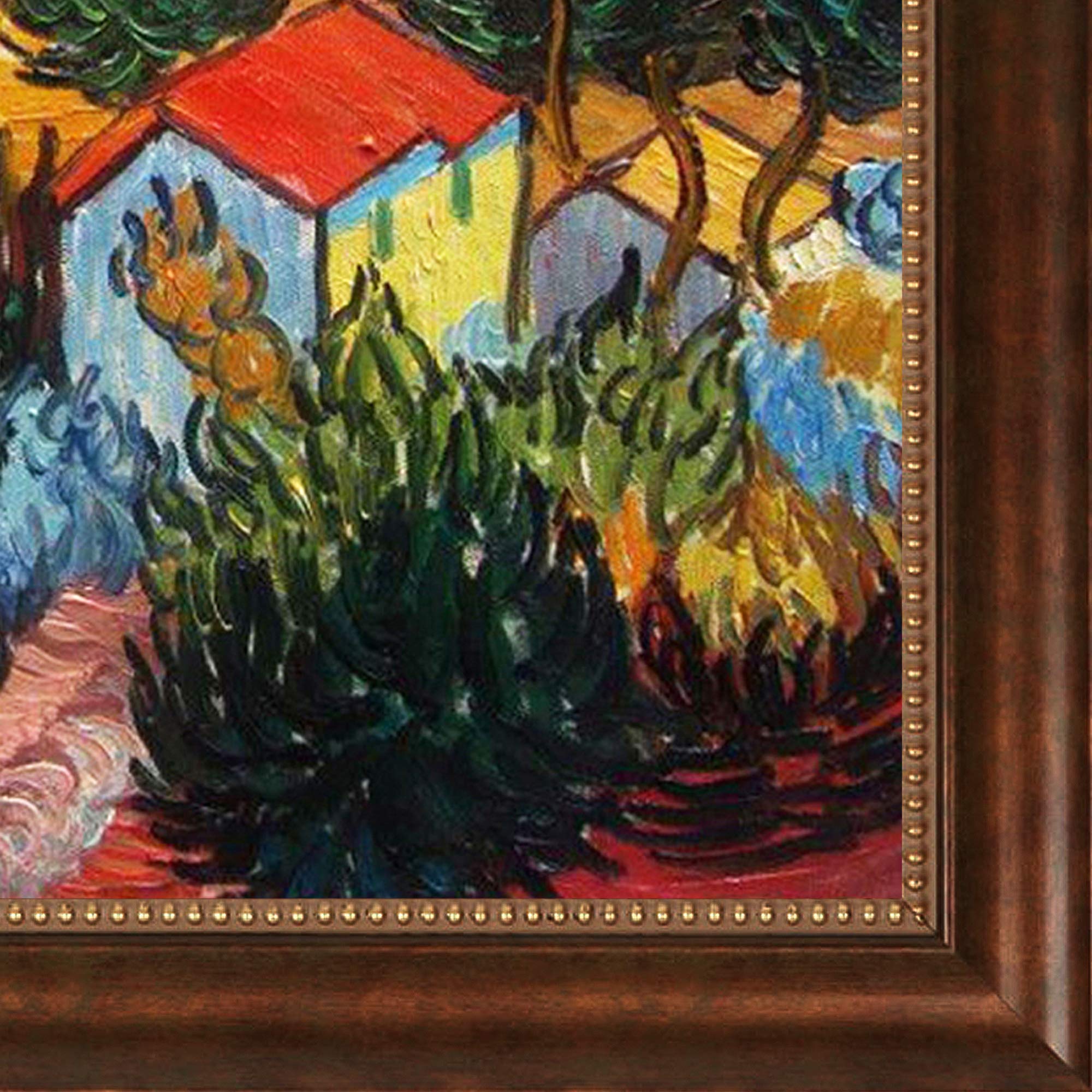 La Pastiche Landscape with House and Ploughman, 1889 by Vincent Van Gogh with Brown Verona Bead Frame Oil Painting Wall Art, 28