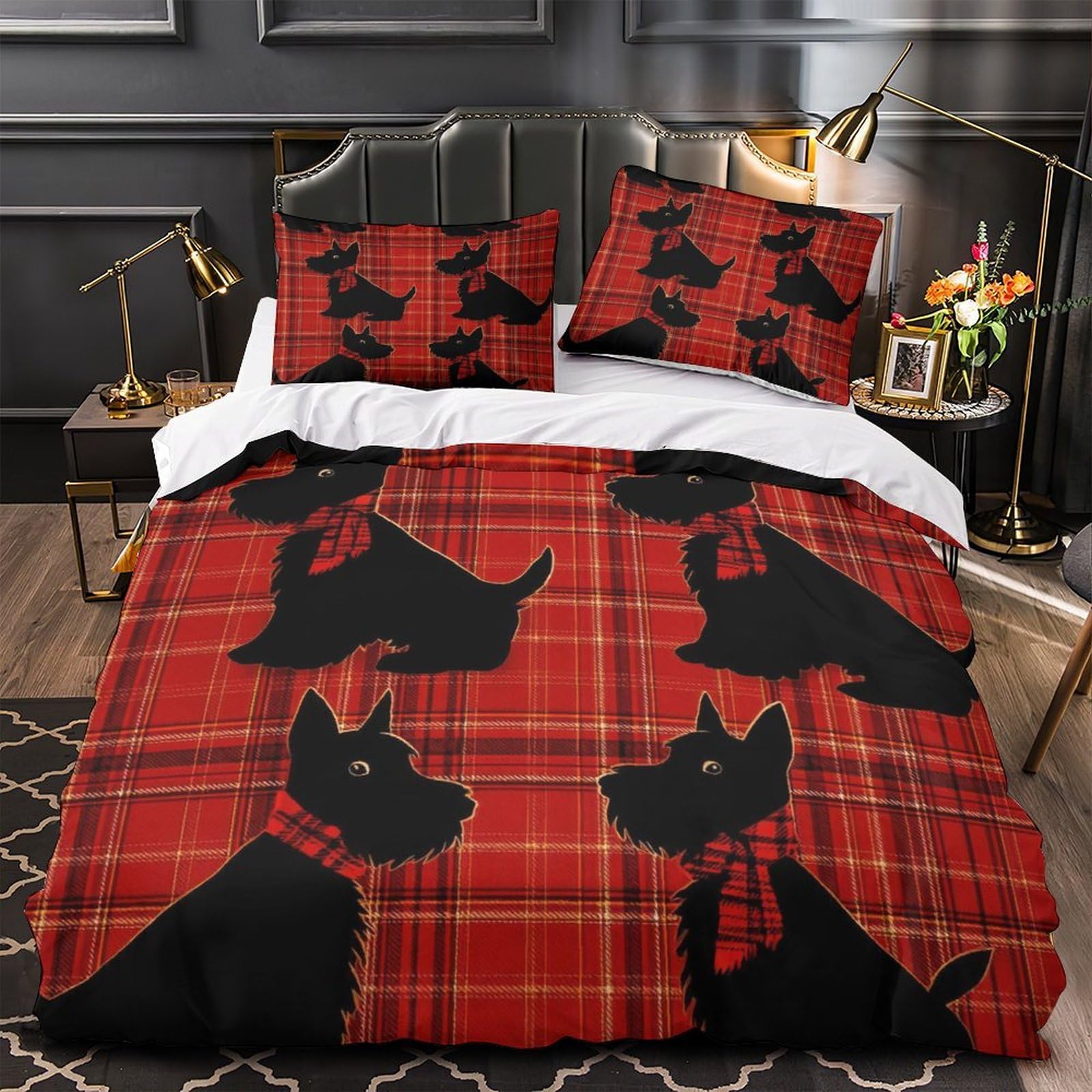 Housse de couette Scottish Terrier 3D finie la literie rêche parure ultra douce super king
