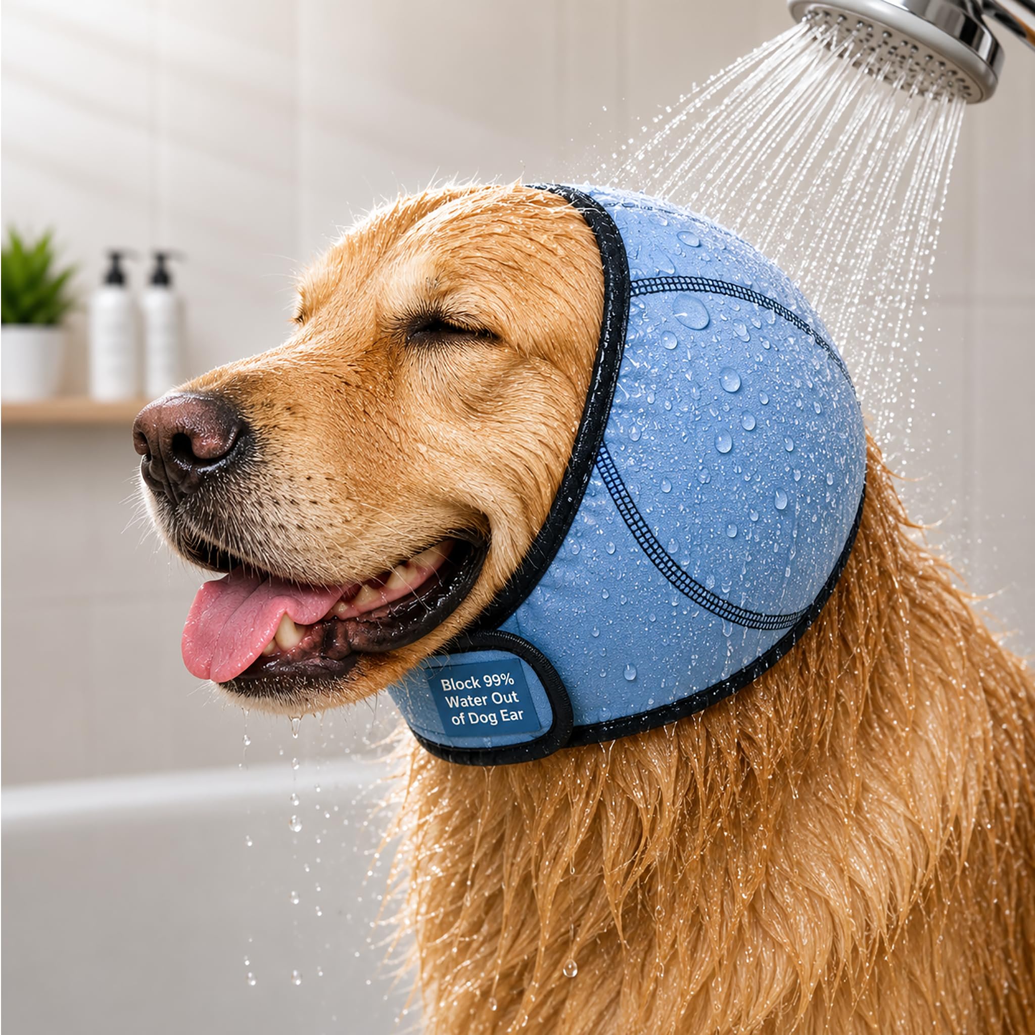 HOFi Fundas para orejas de perro para baño: protección impermeable para bloquear el 99% del agua