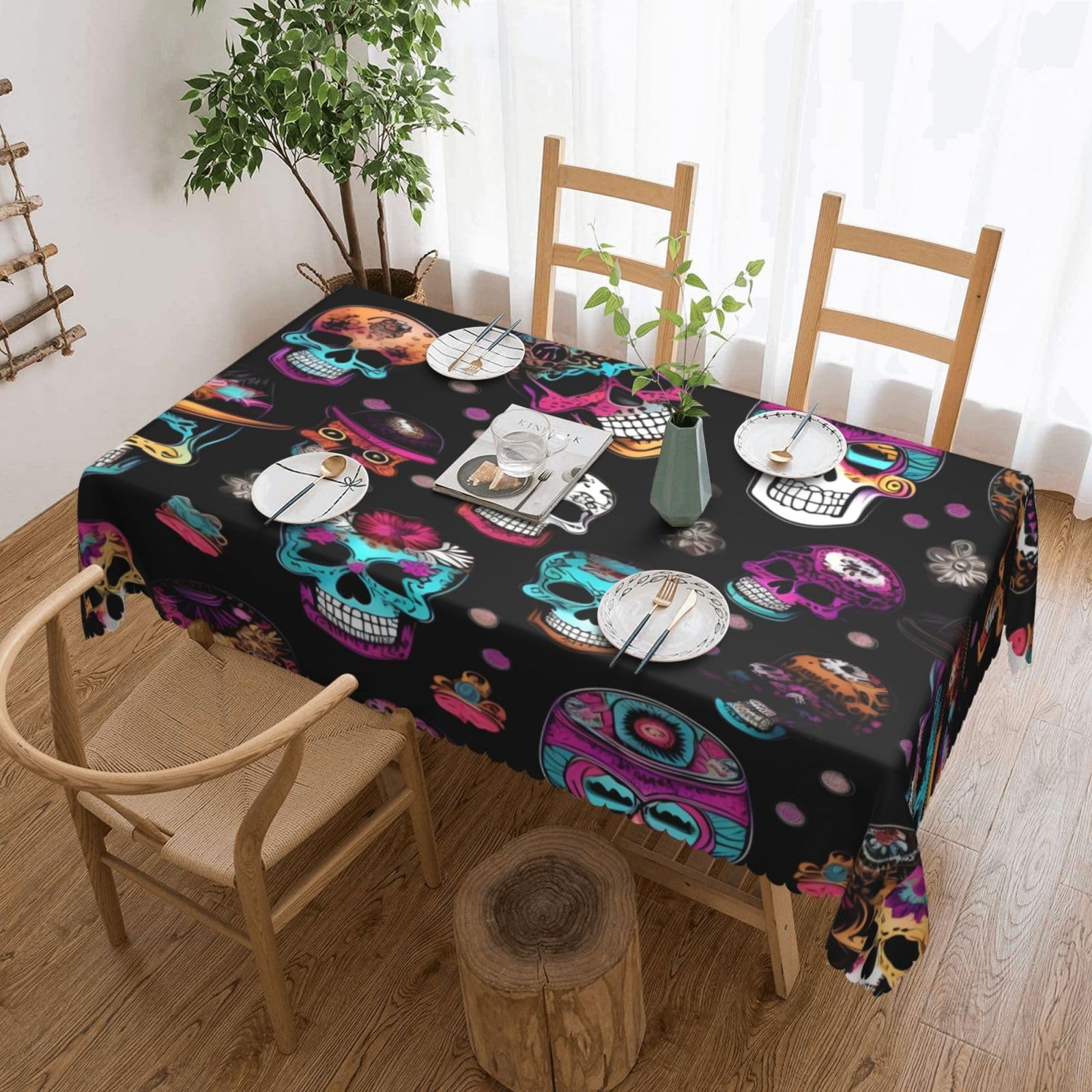 Nappe rectangulaire en tissu Sugar and Skulls pour buffet et table de fête
