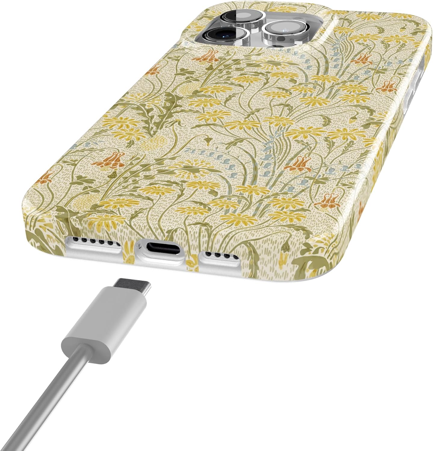 Casely iPhone 15 Pro Case | Boho Blooms | Golden Floral | Compatible with MagSafe | Classic Ultra Slim Design