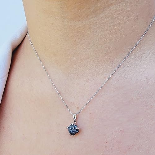 Miniatura 129 de Natural raw smoky quartz pendant chain necklace with white gold over 925 solid sterling silver, birthstone dainty solitaire gift for her, uniquelan