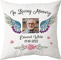 Vista 17 de Hyturtle Almohada conmemorativa personalizada de condolencias con inserto de 12 x 12 pulgadas, regalos impresos de doble cara para la pérdida de un