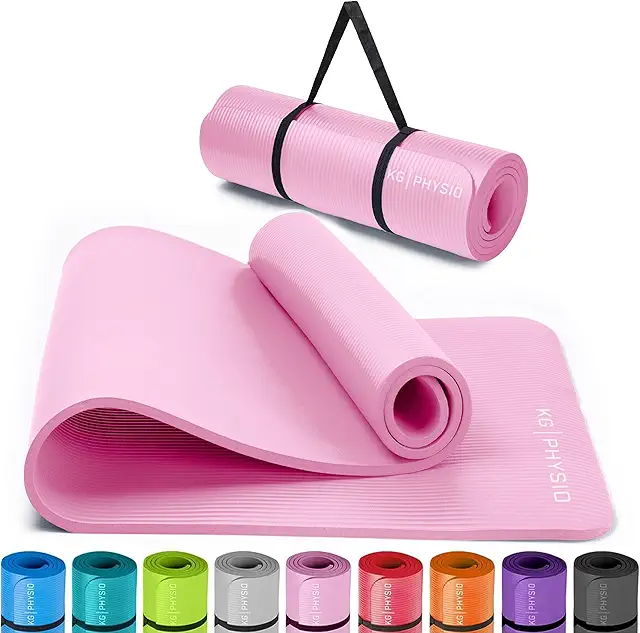 Pink Yoga Mat - Thick Non-Slip NBR Foam for Home Fitness with Strap
