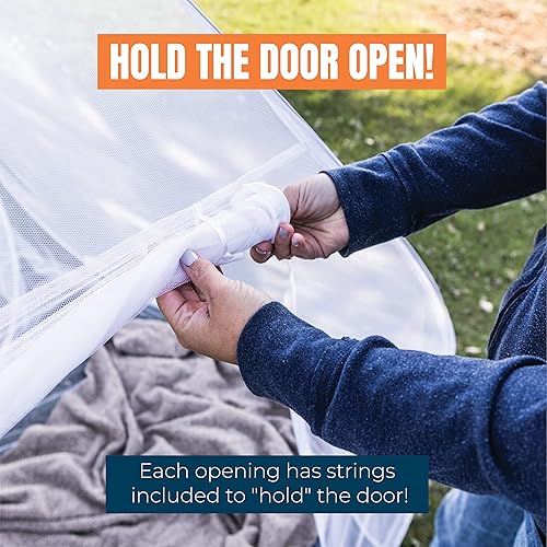 Miniatura 6 de MEKKAPRO Tienda de campaña con mosquitera  Gran toldo plegable de malla de 80 x 71 x 63 pulgadas, diseño desplegable portátil, pantalla de agujeros