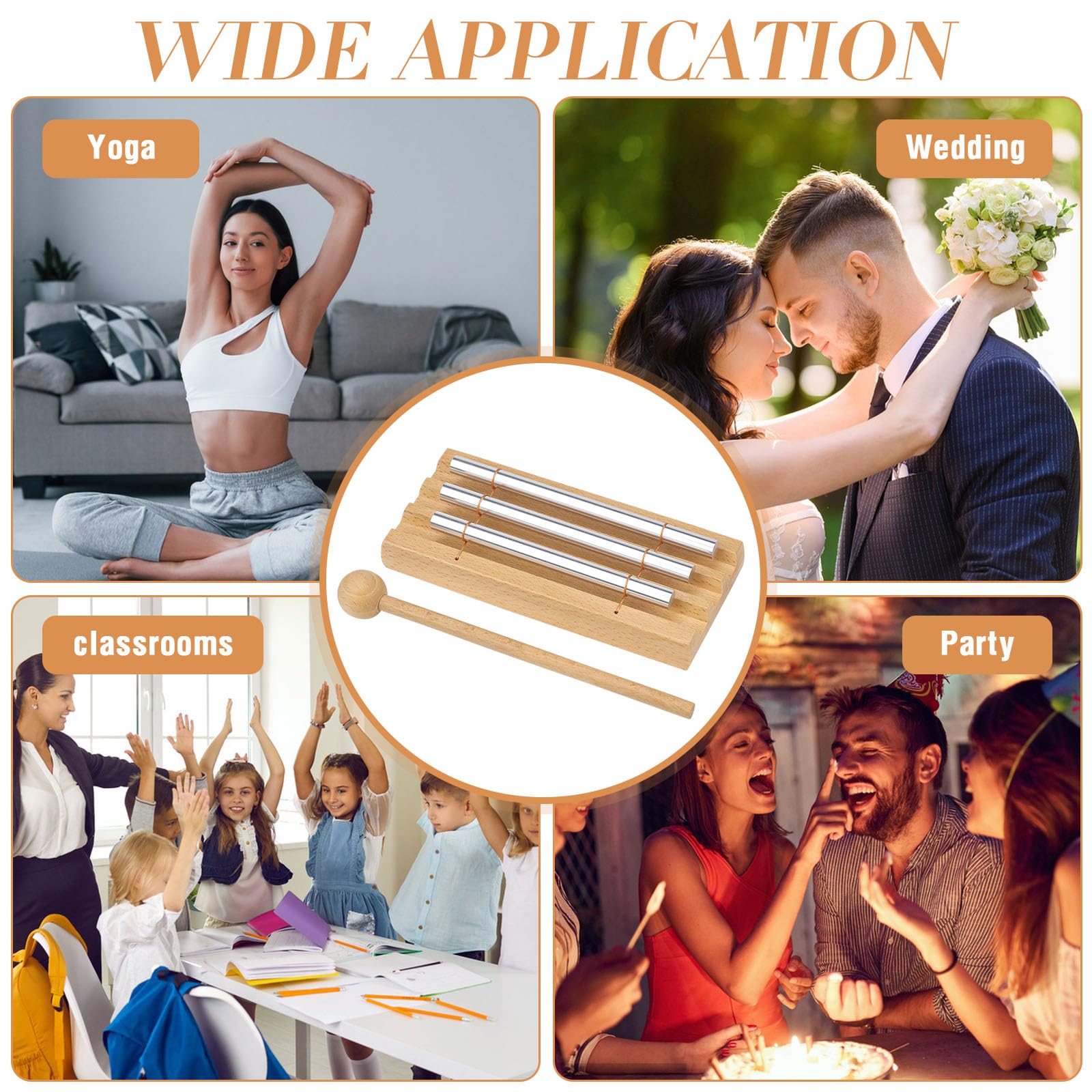 Carillon Manuale A 3 Toni Per Meditazione E Yoga | Campanello Energetico Con Martello - Foto 4