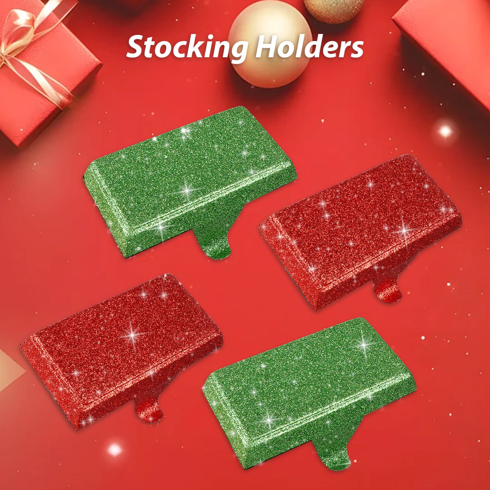 mumisuto Christmas Socks Hook, Appendino per Calze di Natale, Christmas Stocking Holder, Appendini Natalizi per Camino, Decorazioni Natalizie e Regali (4 pezzi)