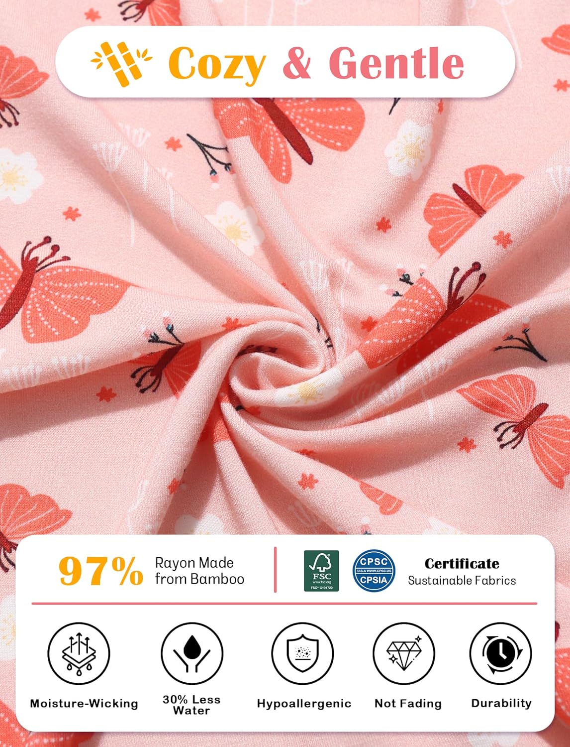 JunNeng Baby Girl Viscose from Bamboo Sleeper with Mitten Cuffs, 2 Way Zipper Romper, Sleep N' Play Pajamas 0-18 Months