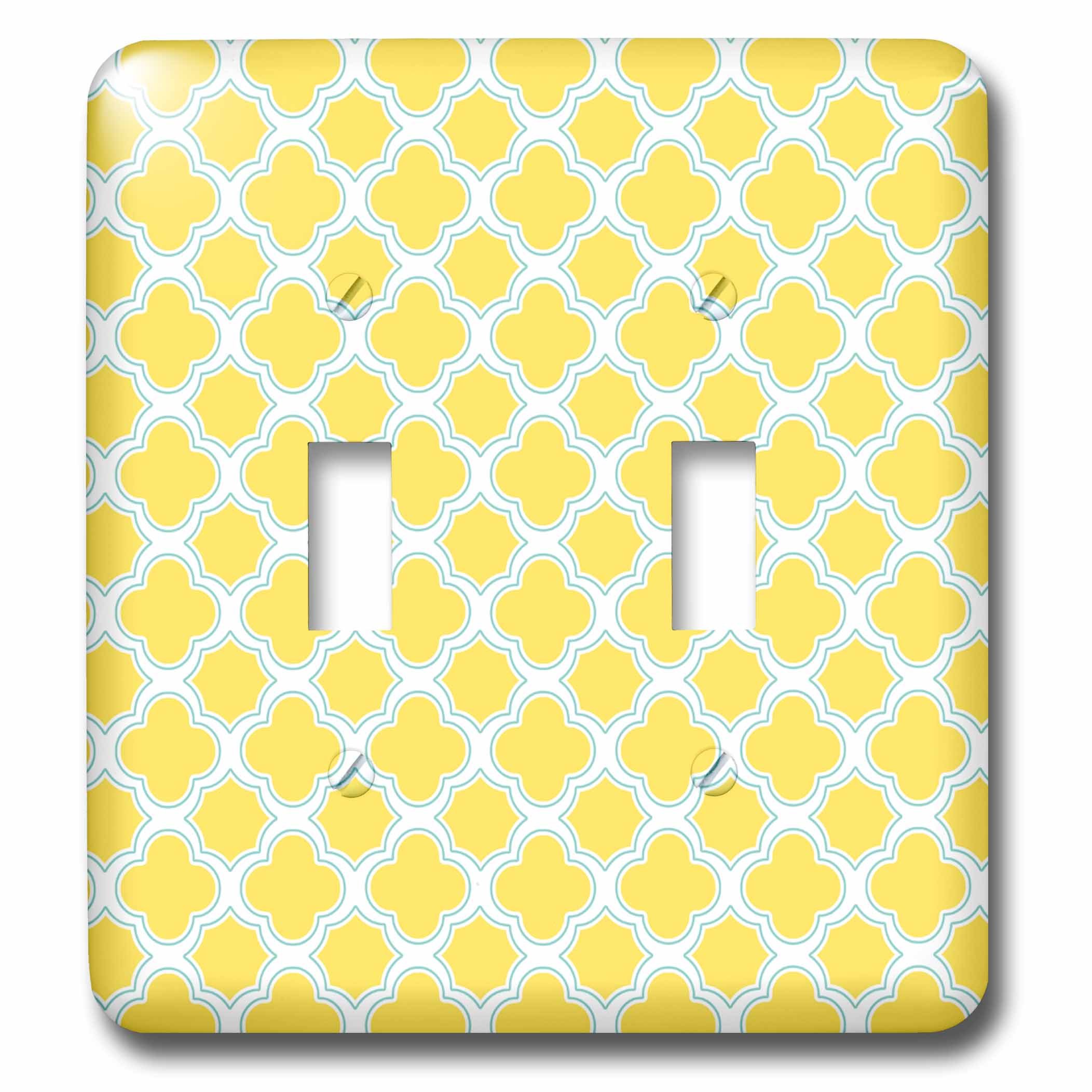 Interrupteur à baïonnette 3dRose LSP_165916_2 à motif quatrefeuille jaune aqua
