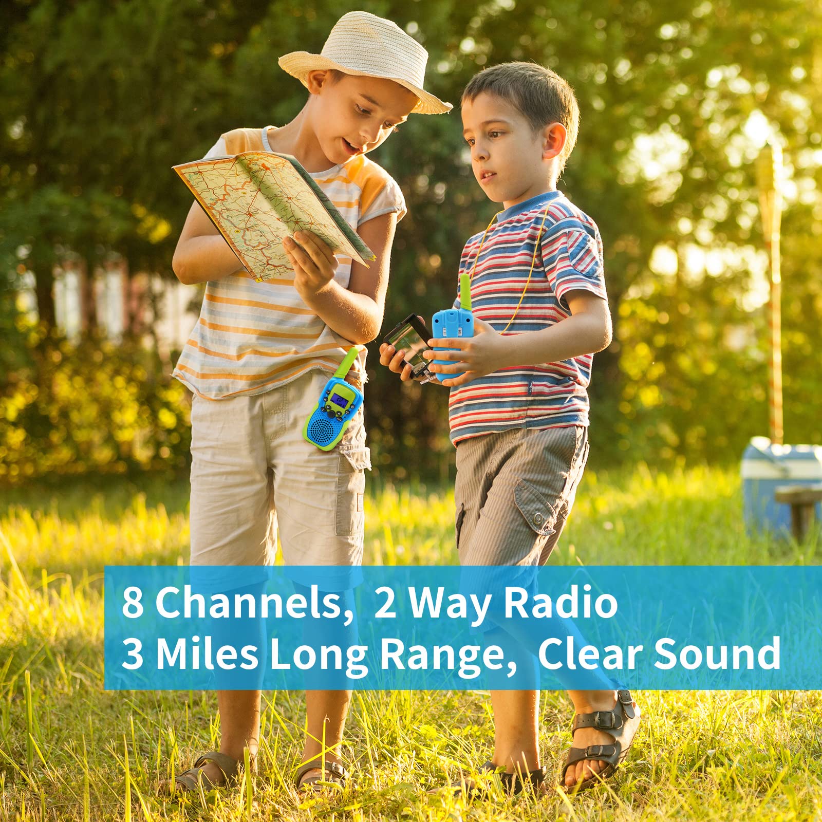 Walkie Talkies for Kids, Toys for 3 to 14 Year Old Children's 2 Way Radio 3 Miles Range for Outside Adventure Game Camping Hiking (T-388 Blue) - Image 2