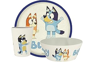 Zak Designs Bluey Kids Dinnerware Set 3 Pieces, Durable and Sustainable Melamine...