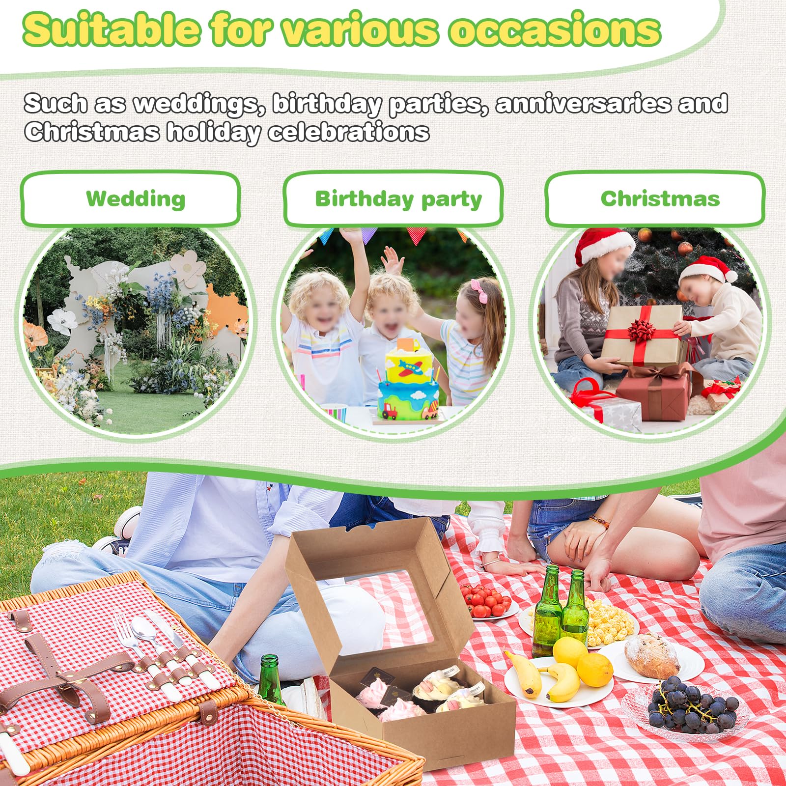 20 Scatole Pieghevoli Per Cupcake Con Inserti - Design A 4 Fori, Finestra In PVC, Ideali Per Feste E Regali