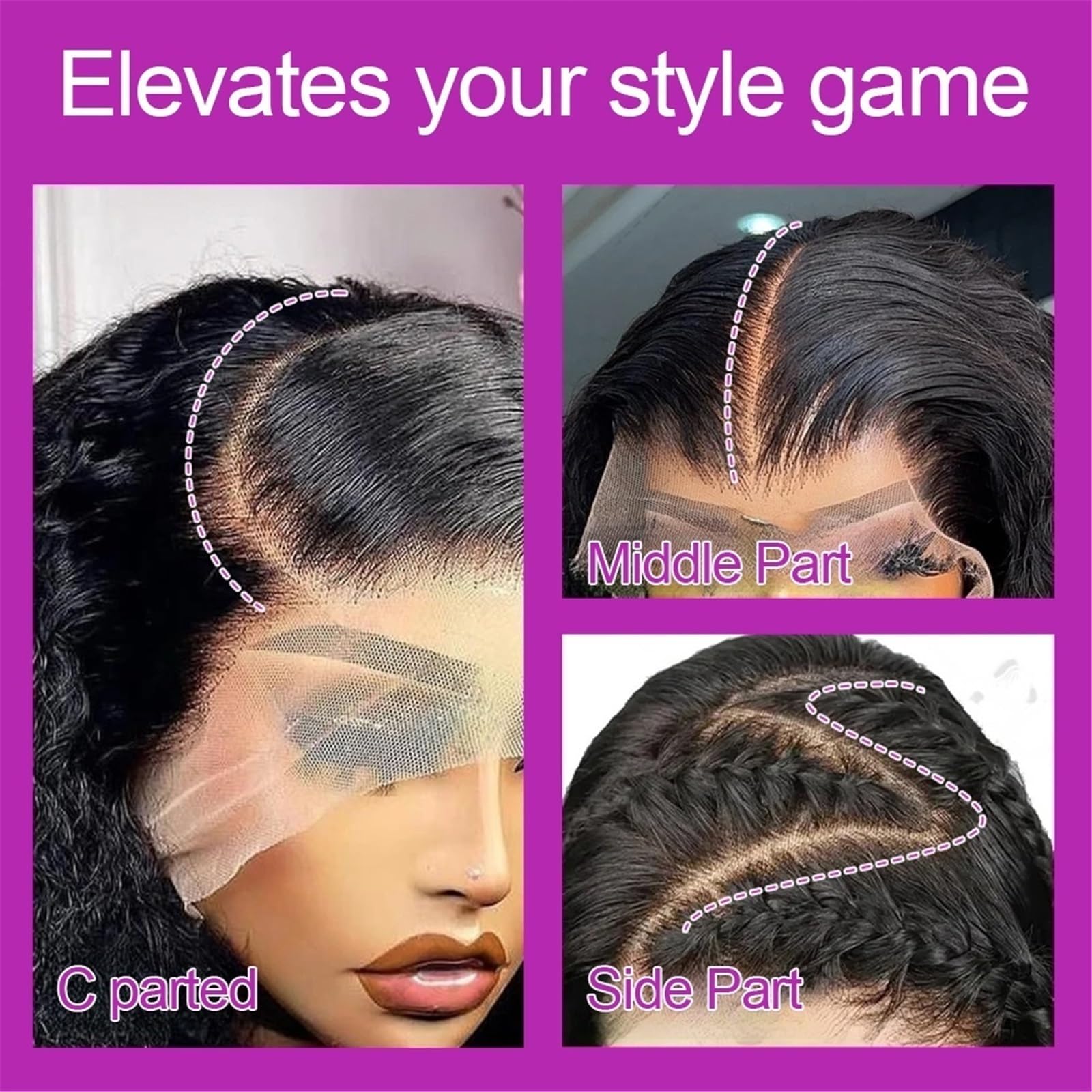 Mujer Pre corte ningún cabello humano de la peluca sin pegamento rizado las pelucas onda agua 7x5 del pre desplumado(10inches)