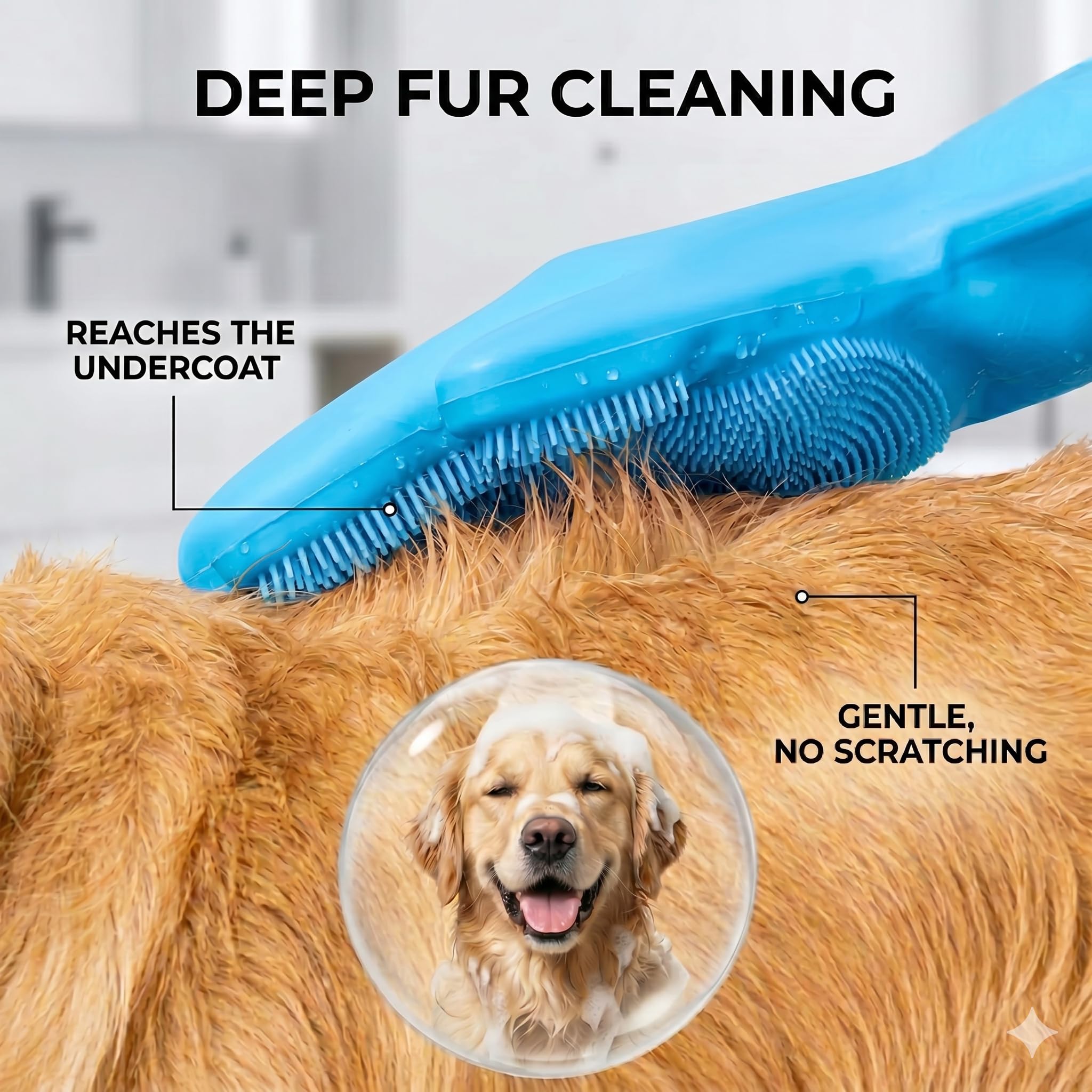 NVNAN Guantes de aseo para mascotas, guantes de aseo para perros con dientes de alta densidad, guantes de silicona resistentes al calor con diseño mejorado de cinco dedos para bañar y masajear perros