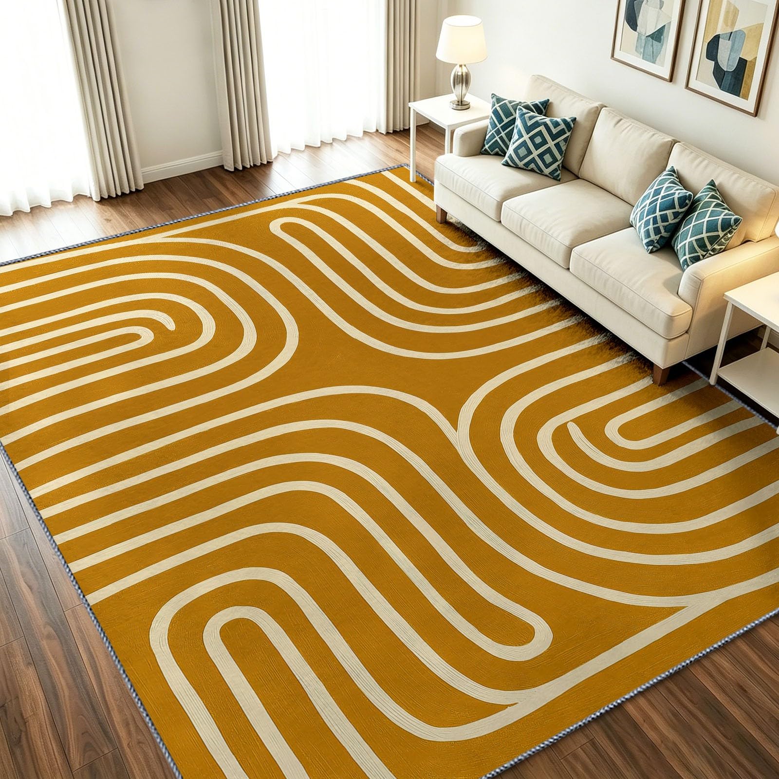 Alfombra de entrada 80 x 150 cm geométrica moderna lavable de pelo corto