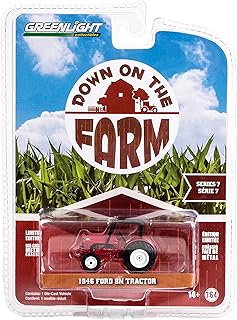 1946 8N Tractor Red with Black Canopy Down on The Farm Series 7 1/64 Diecast Model by Greenlight 48070 B