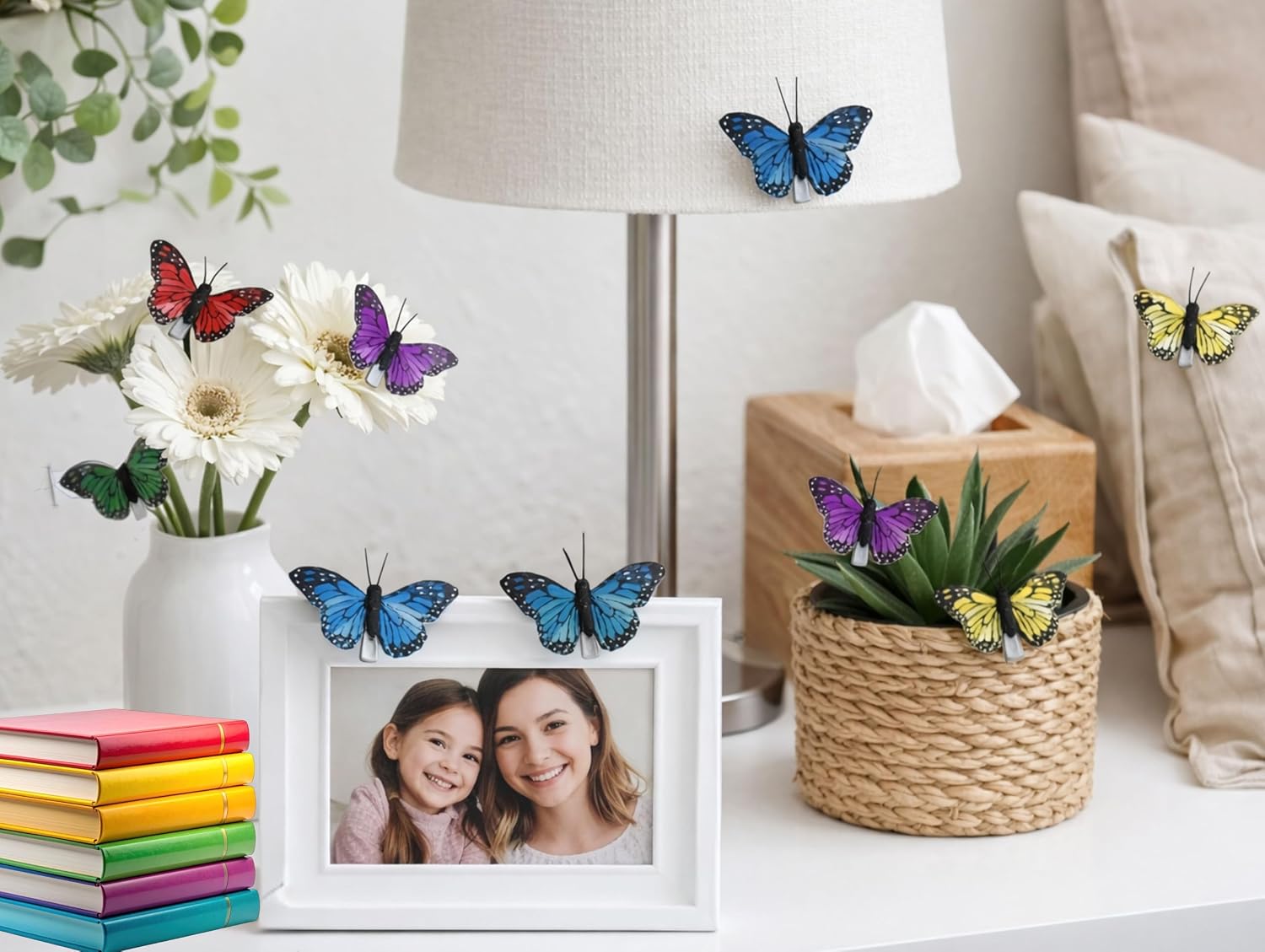 Butterfly Decorations Clip-On – Set of 36 Colorful Butterflies for Crafts, Floral Arrangements & Home Décor – Realistic Decorative Butterflies – 2" W x 1.25" H