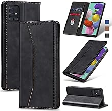 Jasonyu Cover per Samsung Galaxy A51 4G Flip Custodia in Pelle PU, Cover a Libro Portafoglio, Funzione Supporto, Magnetica, Slot Schede, TPU Bumper Caso Custodia per Samsung A51 4G (Nero)